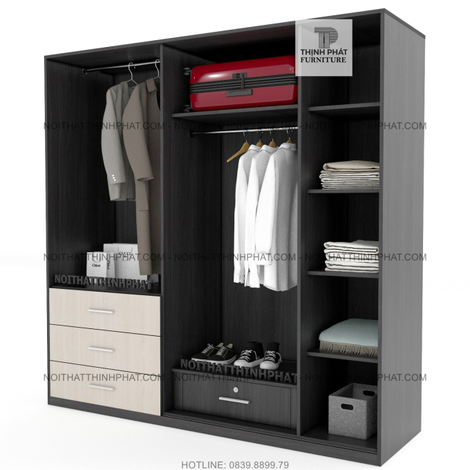 Tủ Quần Áo Gỗ Công Nghiệp 5 Cửa Mở Hiện Đại 2m X 2m  TQA29