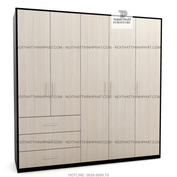 Tủ Quần Áo Gỗ Công Nghiệp 5 Cửa Mở Hiện Đại 2m X 2m  TQA29