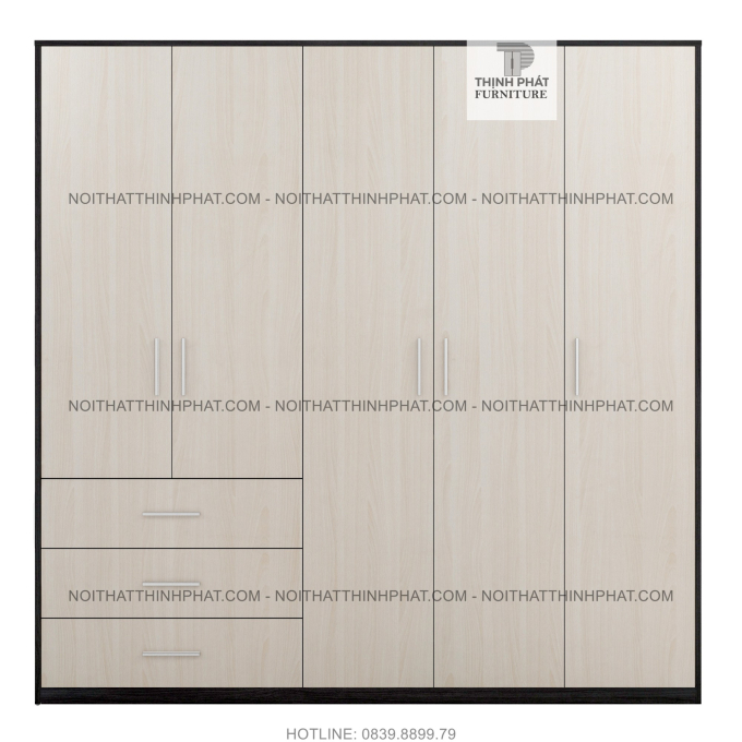 Tủ Quần Áo Gỗ Công Nghiệp 5 Cửa Mở Hiện Đại 2m X 2m  TQA29