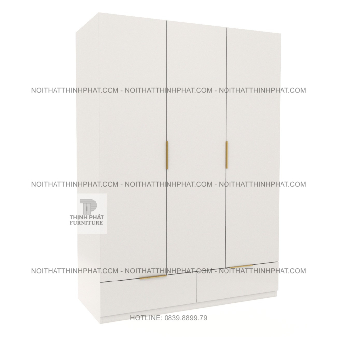 Tủ Quần Áo Gỗ MDF Hiện Đại 3 Cánh 2 Ngăn Kéo Màu Óc Chó Sang Trọng TQA79 (1M4 X 2M)