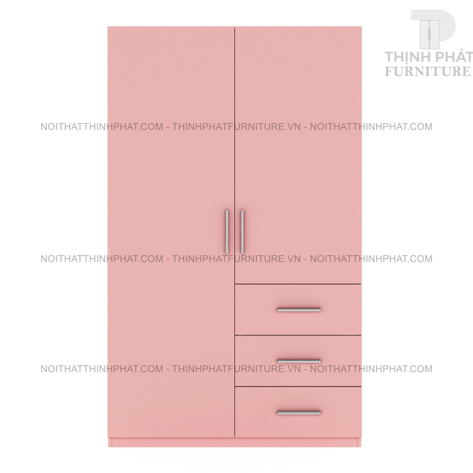 Tủ Quần Áo Màu Hồng Cửa Mở 2 Cánh Tiết Kiệm Không Gian TQA73 (1m2 x 2m)