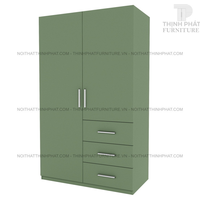 Tủ Quần Áo Màu Xanh Rêu Cửa Mở 2 Cánh Tiết Kiệm Không Gian TQA73 (1m2 x 2m)